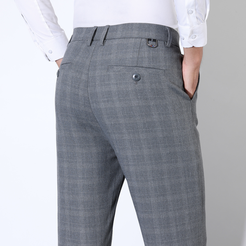 Men'S Formal Wear For A Wedding - Cotton Plaid Striped Classic Suit Pants