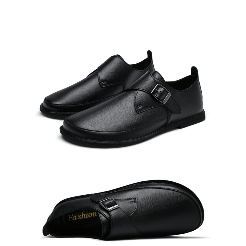 Formal Men Daily Wear Shoes - Men'S Leather Munk Shoes Fashionable British