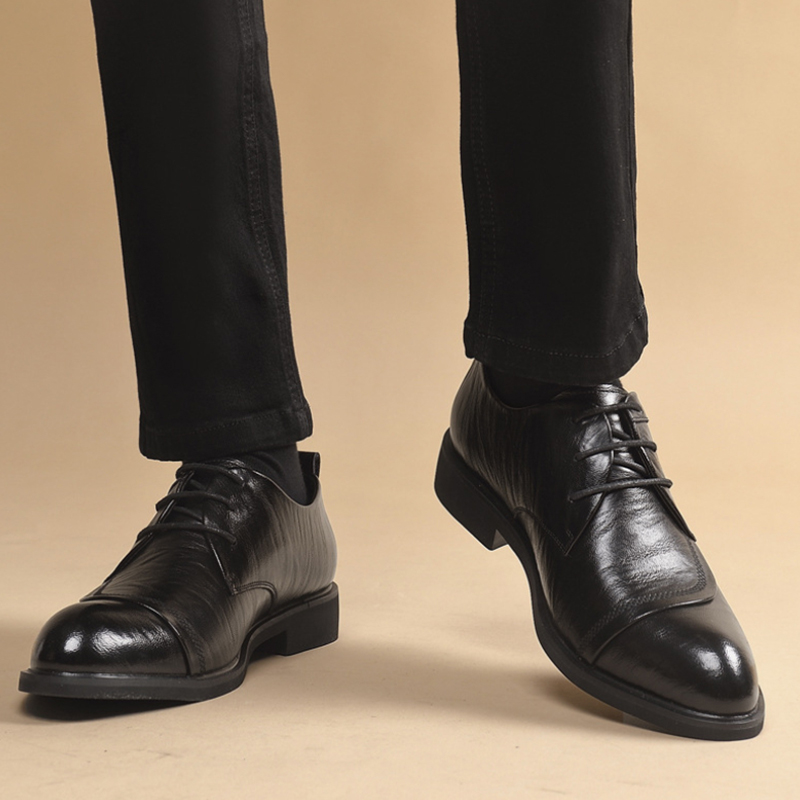 Leather Oxford Shoes With Meta - Formal Men Daily Wear Shoes ulasan dan harga