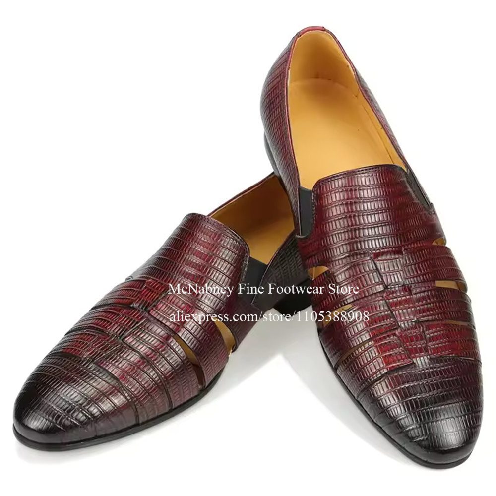 Breathable Cutout Burgundy Bla - Formal Men Daily Wear Shoes ulasan dan harga