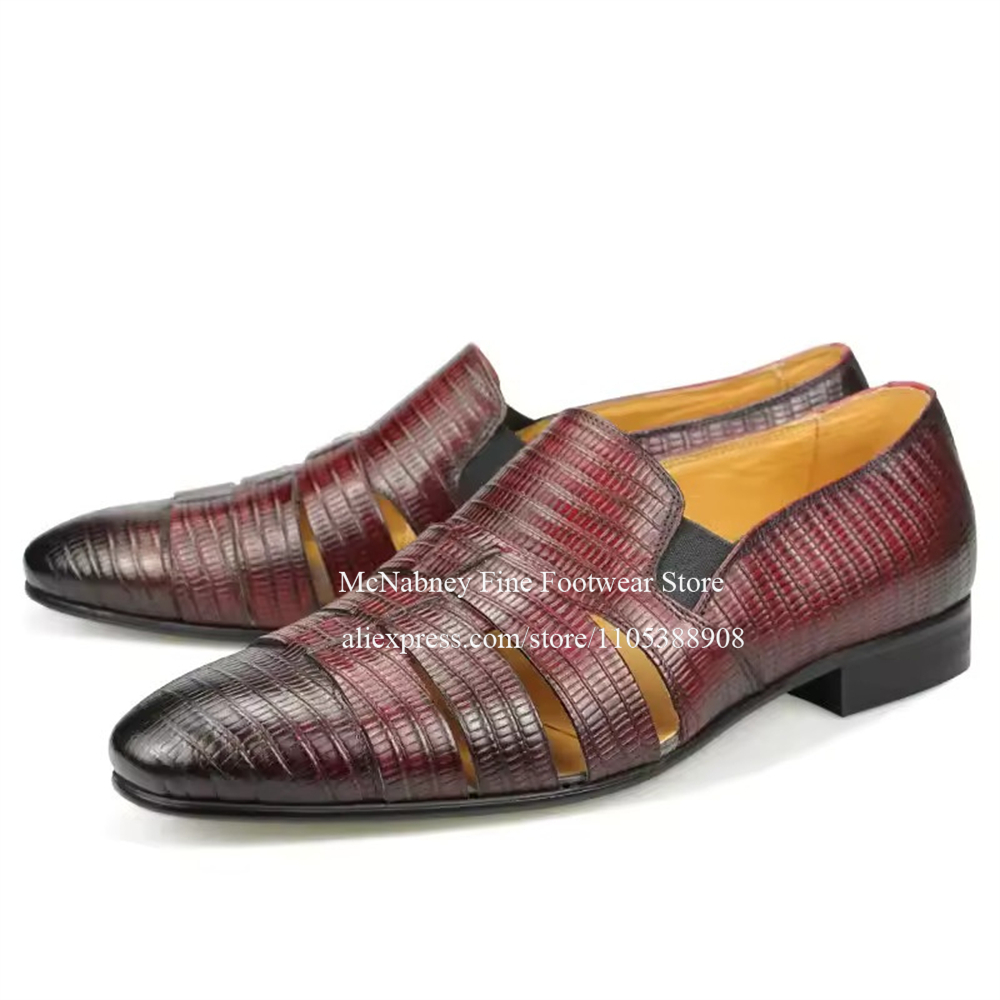 Breathable Cutout Burgundy Bla - Formal Men Daily Wear Shoes ulasan dan harga