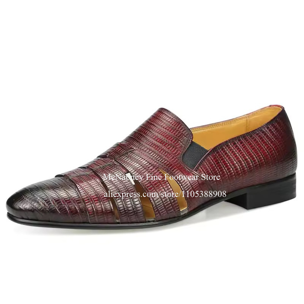 Breathable Cutout Burgundy Bla - Formal Men Daily Wear Shoes ulasan dan harga