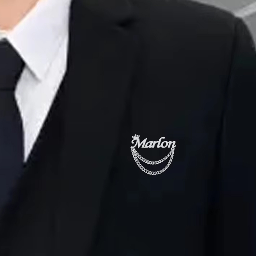 Personalized Name Brooch Custo - Tuxedo Lapel Pin ulasan dan harga