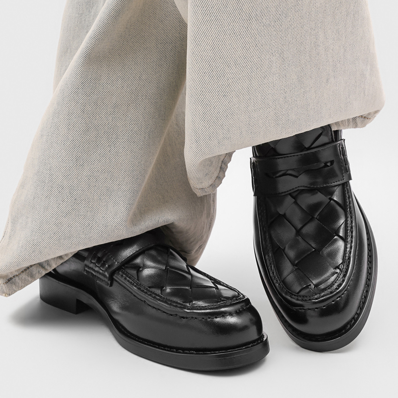 Men handmade woven penny loafe - Formal Men Daily Wear Shoes ulasan dan harga