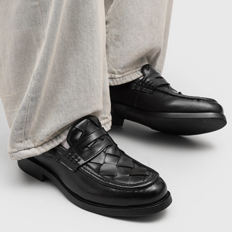 Men handmade woven penny loafe - Formal Men Daily Wear Shoes ulasan dan harga