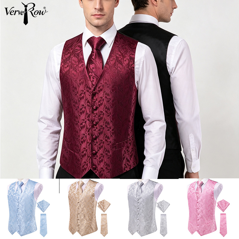 VerveRow Men Burgundy Floral J - Men Formal Wear With Tie ulasan dan harga