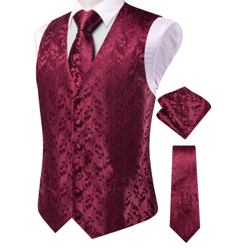 VerveRow Men Burgundy Floral J - Men Formal Wear With Tie ulasan dan harga