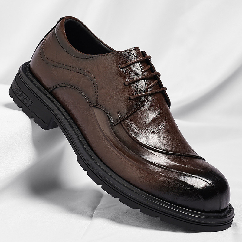 Brown Burnished Genuine Leathe - Formal Men Daily Wear Shoes ulasan dan harga