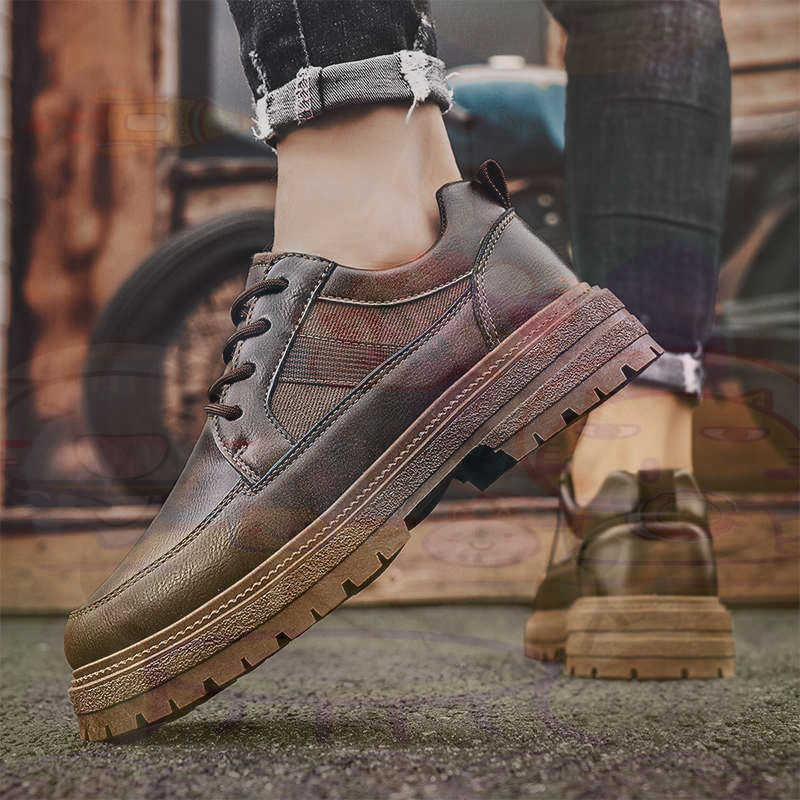 Dark Natural Leather Fashion T - Formal Men Daily Wear Footwear ulasan dan harga