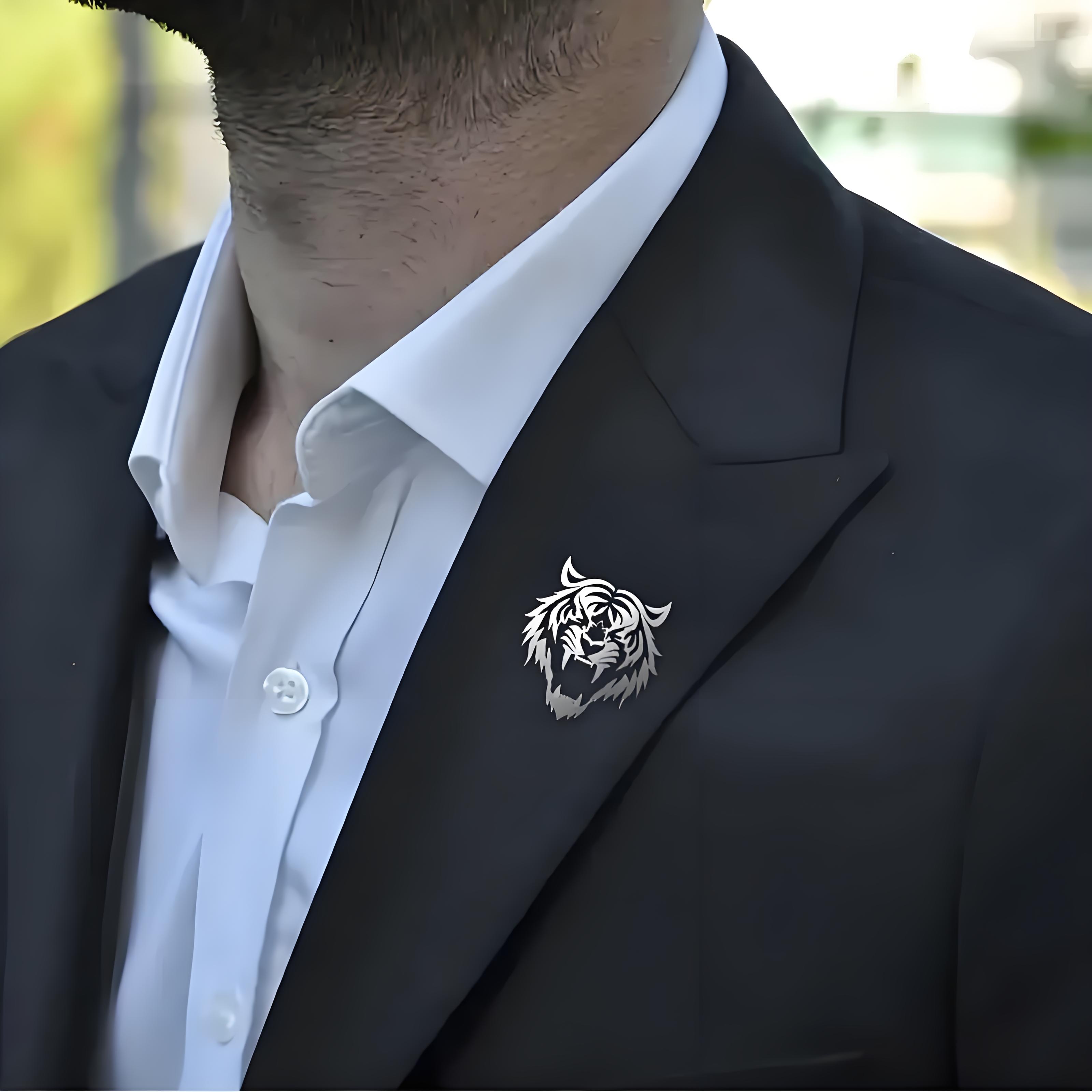 Men's Stainless Steel Tiger He - Tuxedo Lapel Pin ulasan dan harga