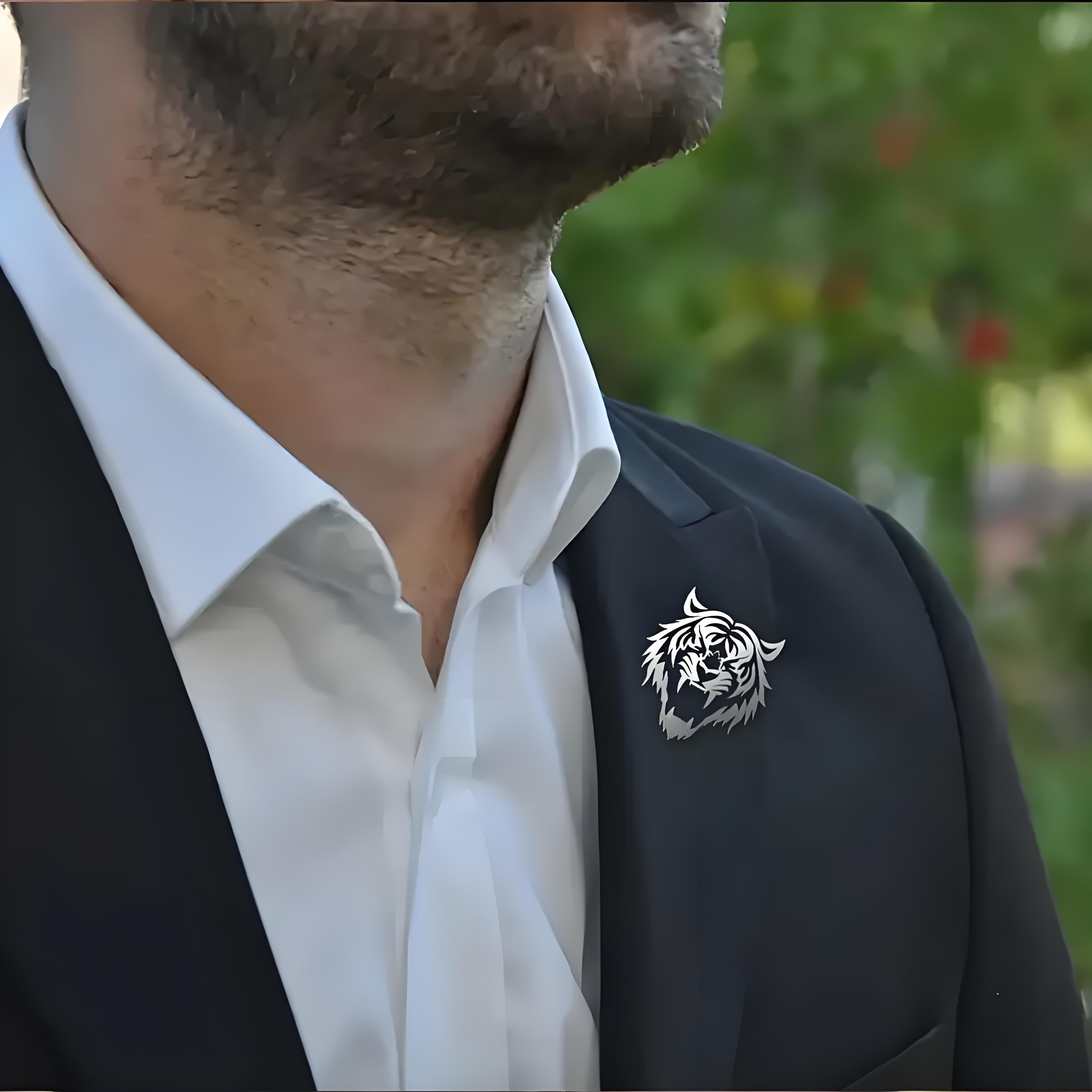 Men's Stainless Steel Tiger He - Tuxedo Lapel Pin ulasan dan harga