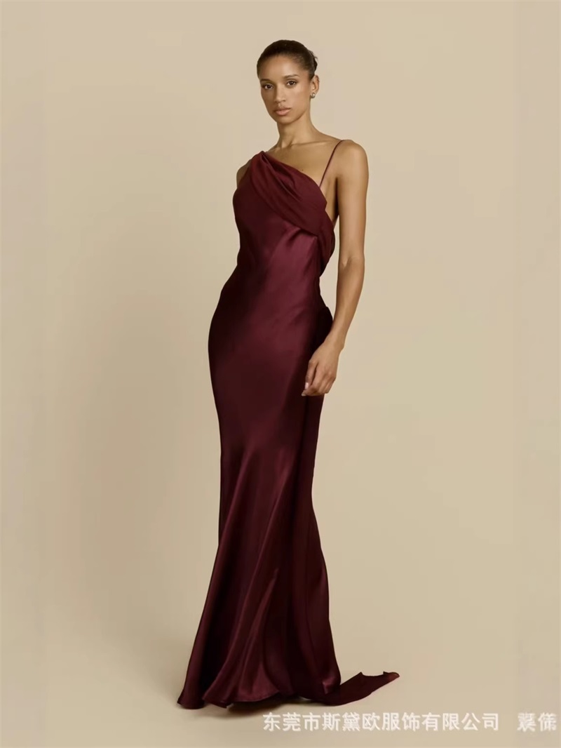 Burgundy Satin Prom Dress Sexy - Men'S Formal Wear For Wedding Guest ulasan dan harga