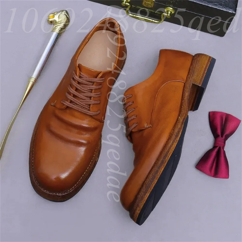 Men's Handmade Vintage Lace-Up - Formal Men Daily Wear Footwear ulasan dan harga