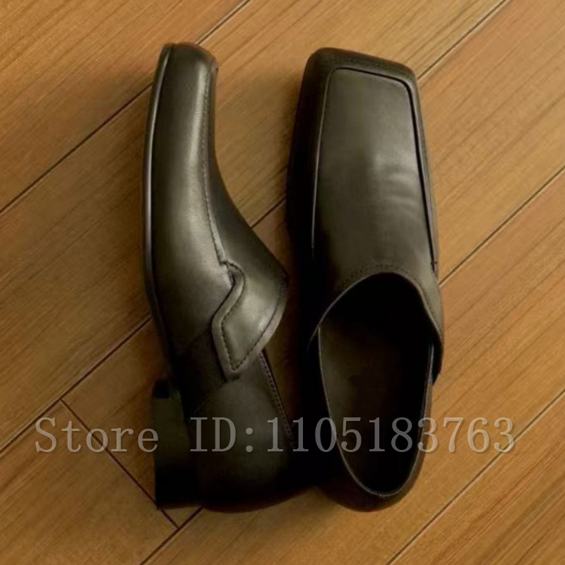 Men's Black Leather Square Toe - Formal Men Daily Wear Footwear ulasan dan harga
