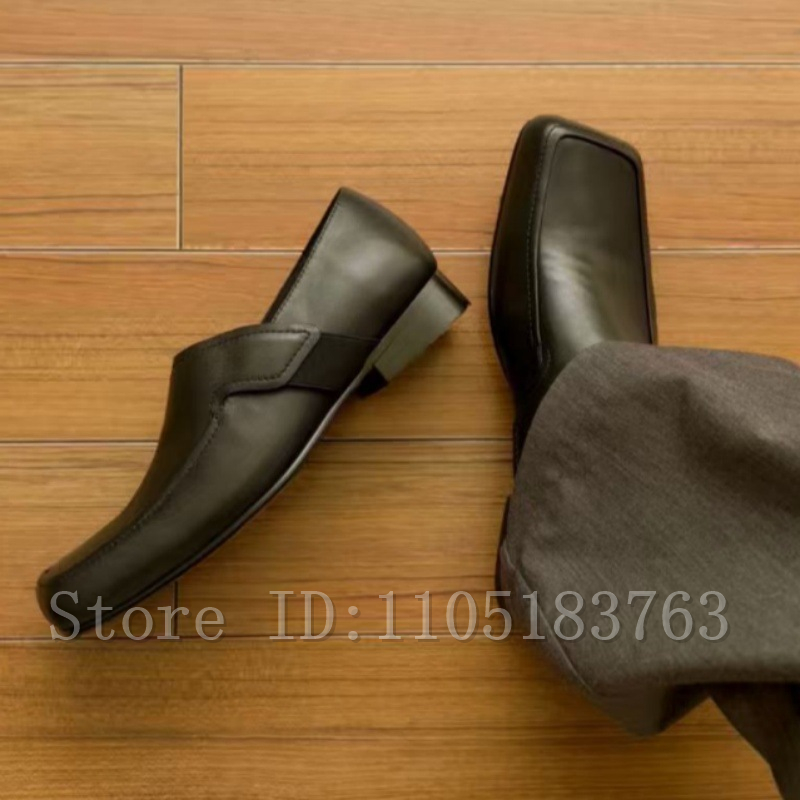 Men's Black Leather Square Toe - Formal Men Daily Wear Footwear ulasan dan harga