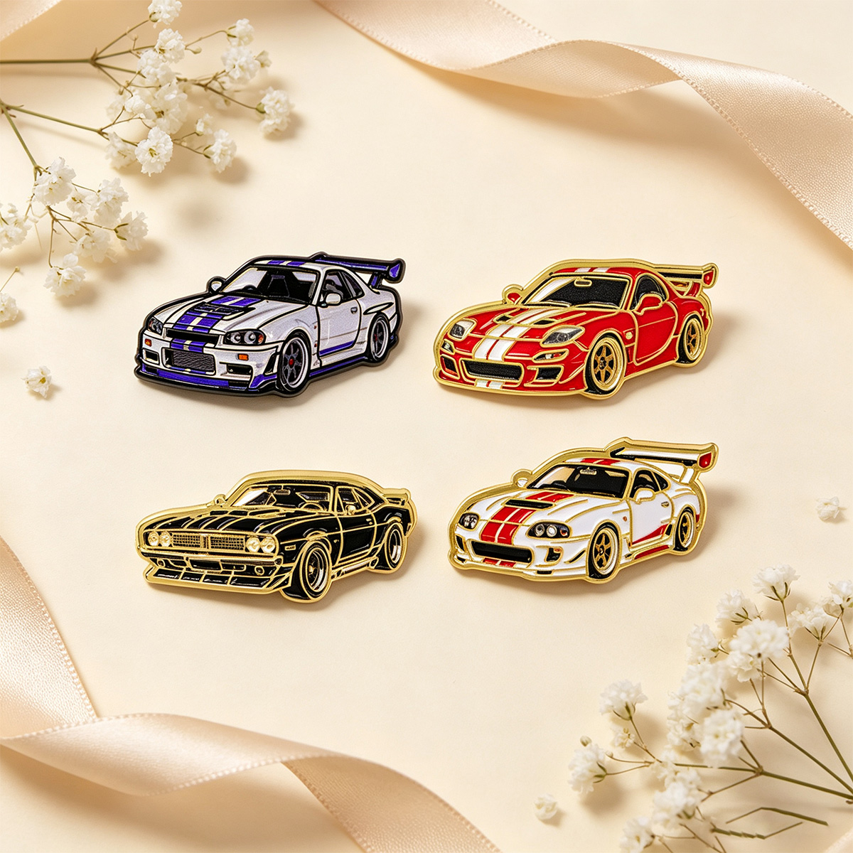 4pcs/set Racing Cars Brooch fo - Tuxedo Lapel Pin ulasan dan harga