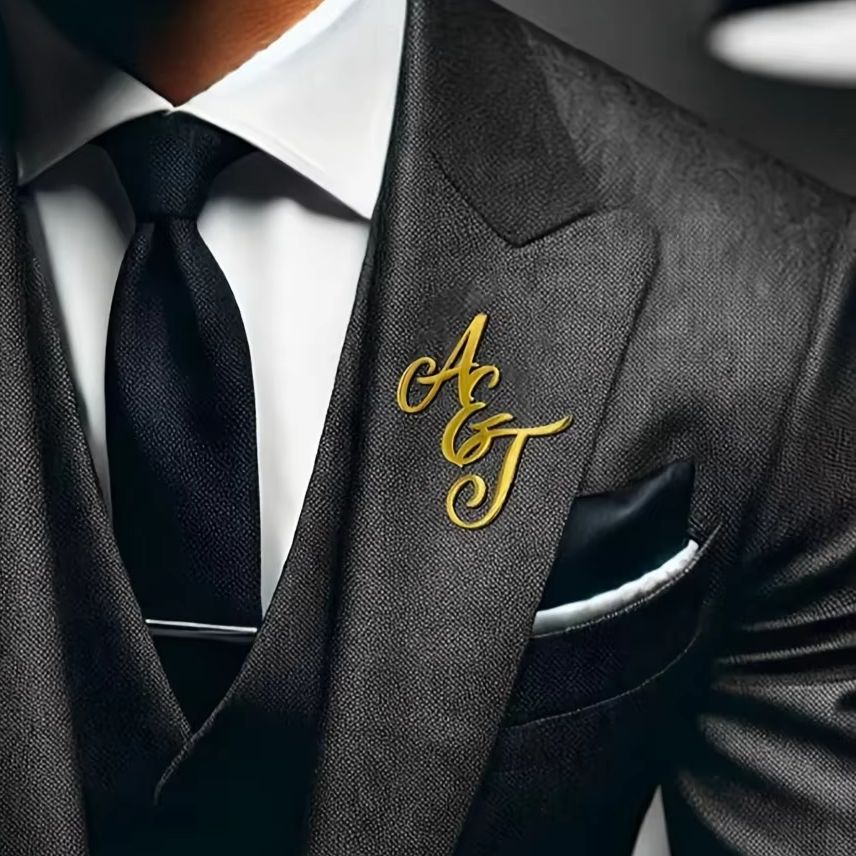 Custom Monogram Initial Name S - Tuxedo Lapel Pin ulasan dan harga