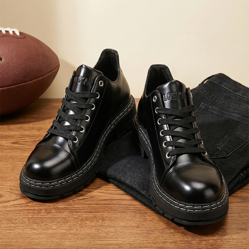 Men Black Lace‑up Leather Shoe - Formal Men Daily Wear Shoes ulasan dan harga