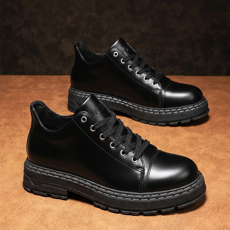 Men Black Lace‑up Leather Shoe - Formal Men Daily Wear Shoes ulasan dan harga