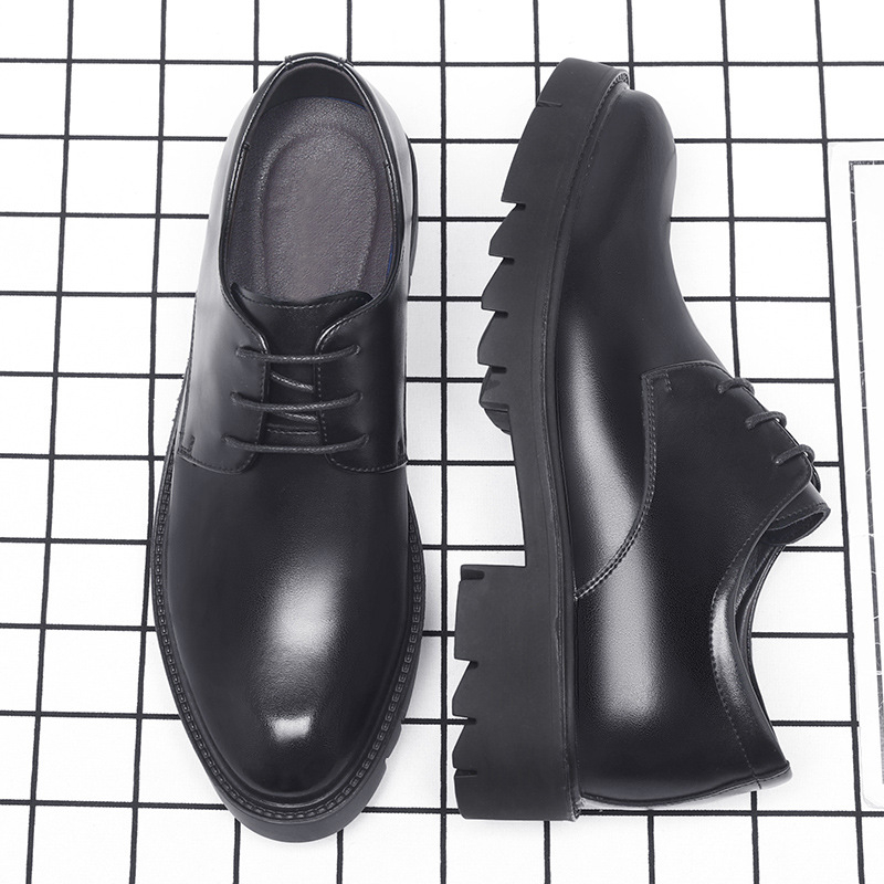 Mens Black Leather Lace Up Dre - Formal Men Daily Wear Shoes ulasan dan harga