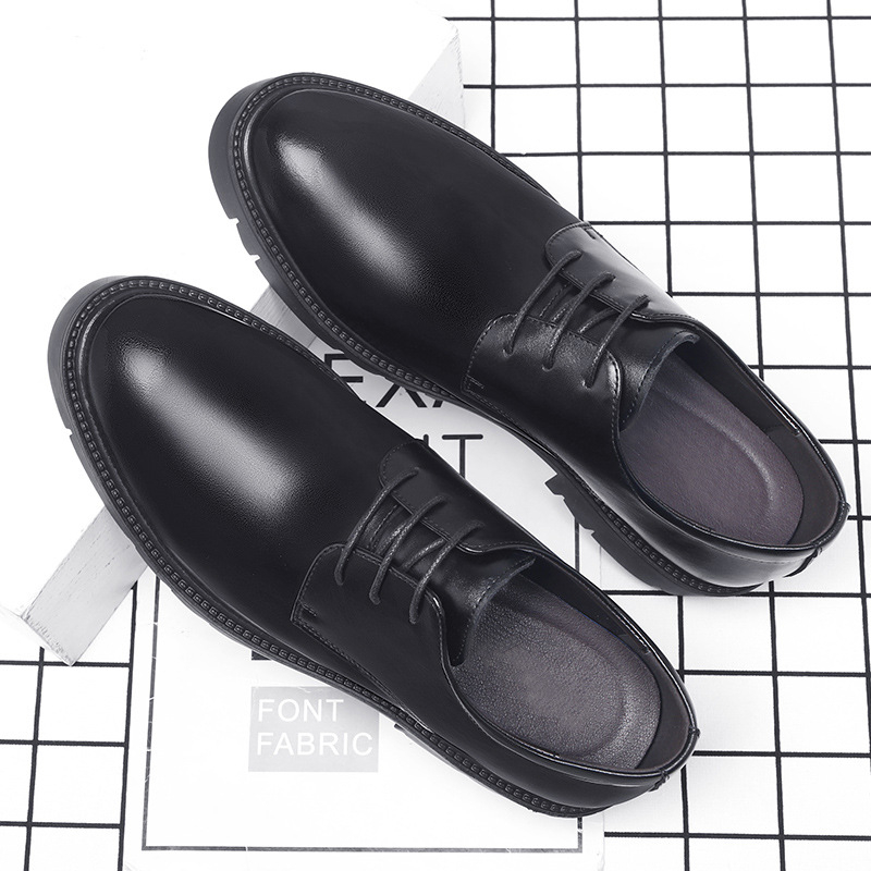 Mens Black Leather Lace Up Dre - Formal Men Daily Wear Shoes ulasan dan harga