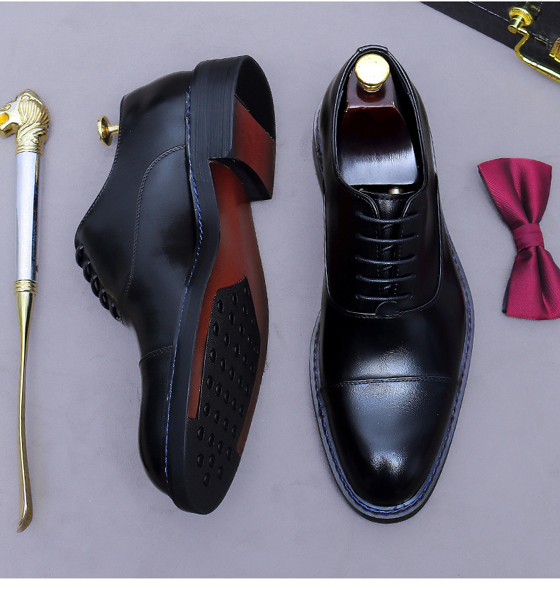 Cognac Cap-Toe Oxfords Genuine - Formal Men Daily Wear Footwear ulasan dan harga